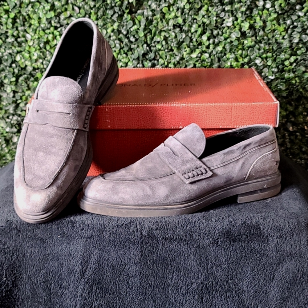Donald Pliner Men's Edmund Suede Loafers - Charcoal Gray 8.5